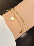 Double Stainless Steel Five-Pointed Star Western Design Ins Style Bracelet for Women Personalized Fashion Simple