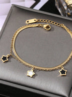 Double Stainless Steel Five-Pointed Star Western Design Ins Style Bracelet for Women Personalized Fashion Simple