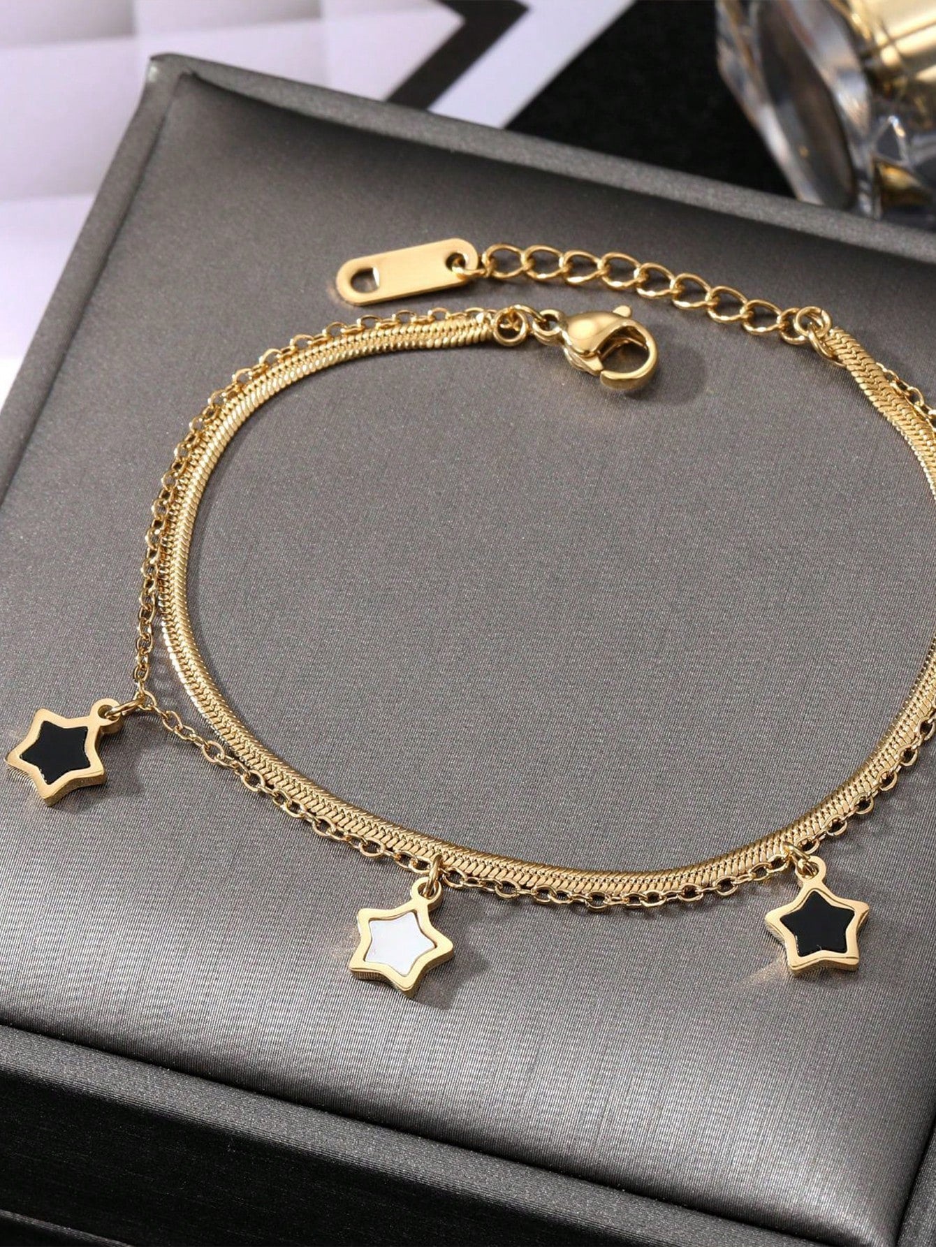 Double Stainless Steel Five-Pointed Star Western Design Ins Style Bracelet for Women Personalized Fashion Simple