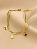 Double Stainless Steel Five-Pointed Star Western Design Ins Style Bracelet for Women Personalized Fashion Simple