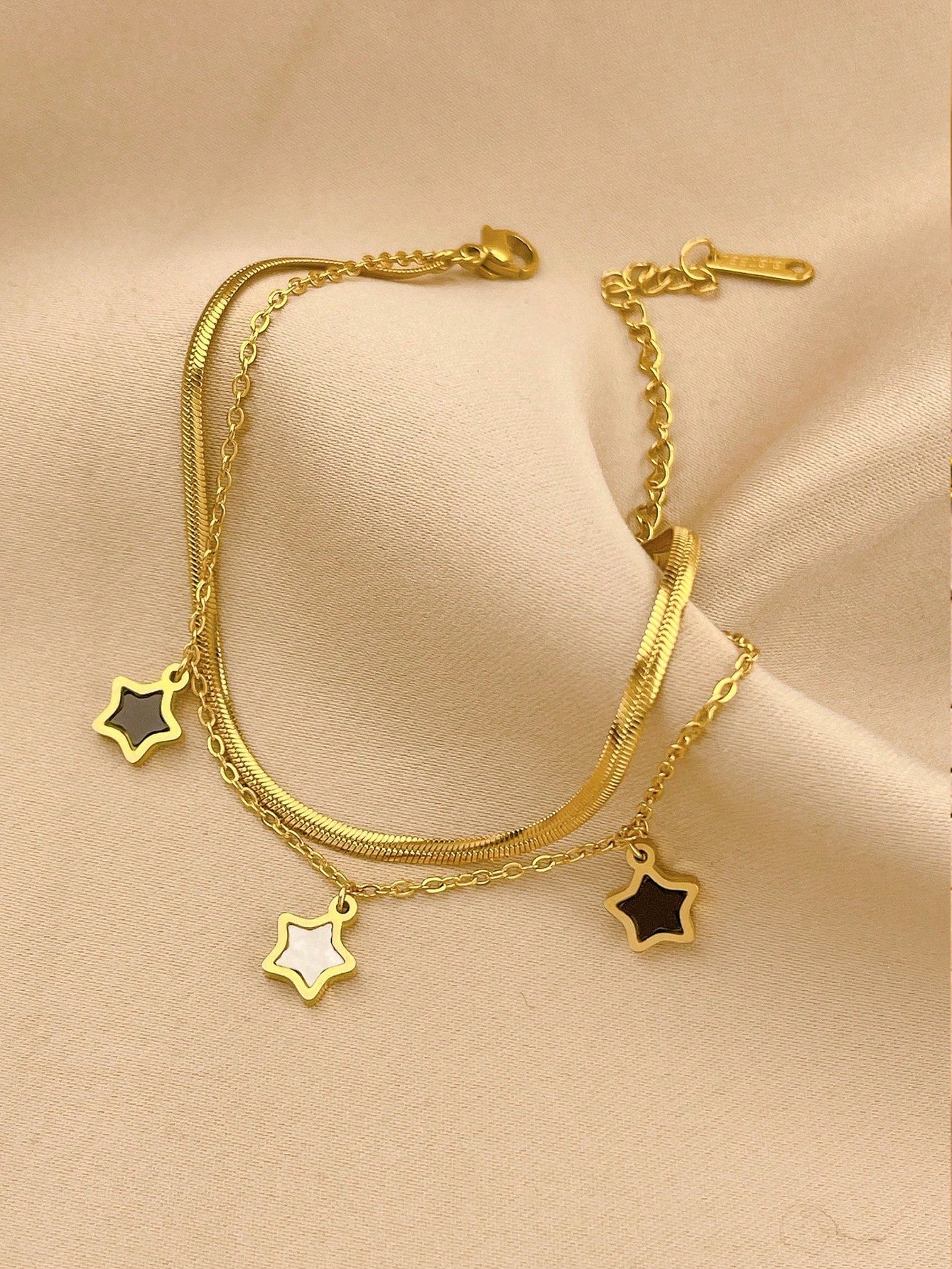 Double Stainless Steel Five-Pointed Star Western Design Ins Style Bracelet for Women Personalized Fashion Simple