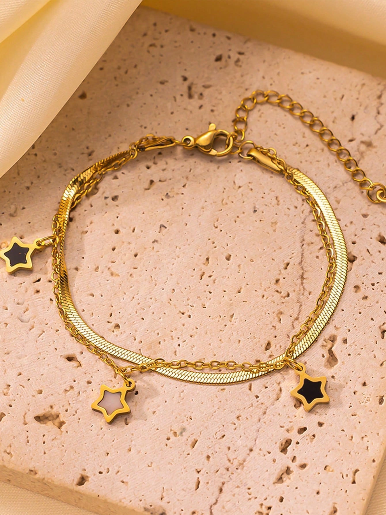 Double Stainless Steel Five-Pointed Star Western Design Ins Style Bracelet for Women Personalized Fashion Simple