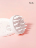 Shampoo Brush with Soft Silicone Bristles, 1 Piece, In-Shower Scalp Scrub Suitable for Dandruff, Wet and Dry Use, Suitable for Men and Women, Home Use White