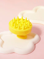 Shampoo Brush with Soft Silicone Bristles, 1 Piece, In-Shower Scalp Scrub Suitable for Dandruff, Wet and Dry Use, Suitable for Men and Women, Home Use Yellow