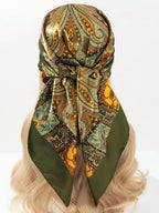 Luxury Silk Scarf 90*90cm, Ladies Head Wrap Topper, Vintage Four Seasons Women's Hair Scarf, Hijab, Foulard, Bandana, for Women