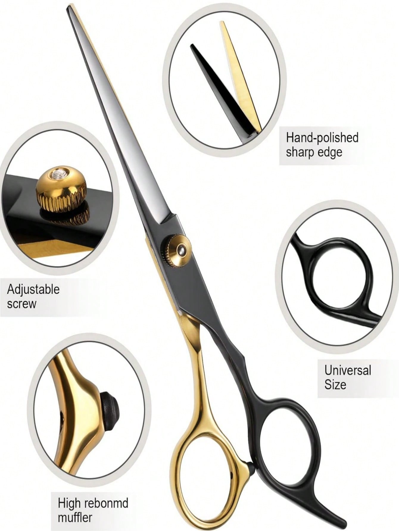 Stainless Steel Hair Scissors for Barbers and Salons for Men, Women, Kids, Pets and Home Haircuts