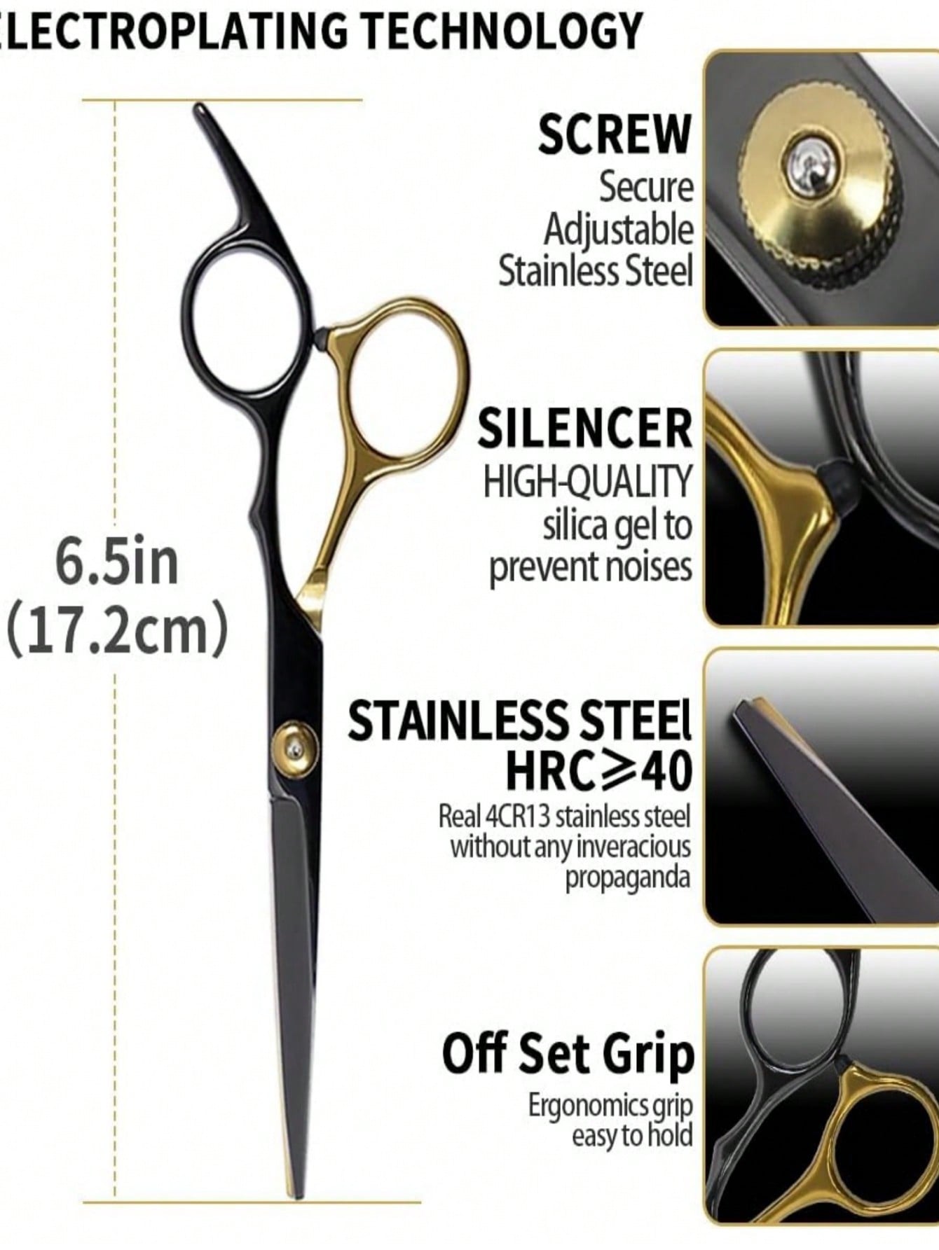 Stainless Steel Hair Scissors for Barbers and Salons for Men, Women, Kids, Pets and Home Haircuts