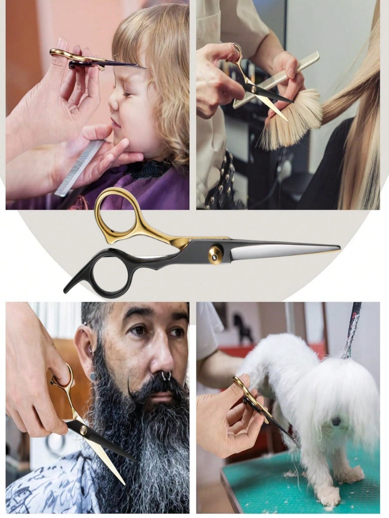 Stainless Steel Hair Scissors for Barbers and Salons for Men, Women, Kids, Pets and Home Haircuts
