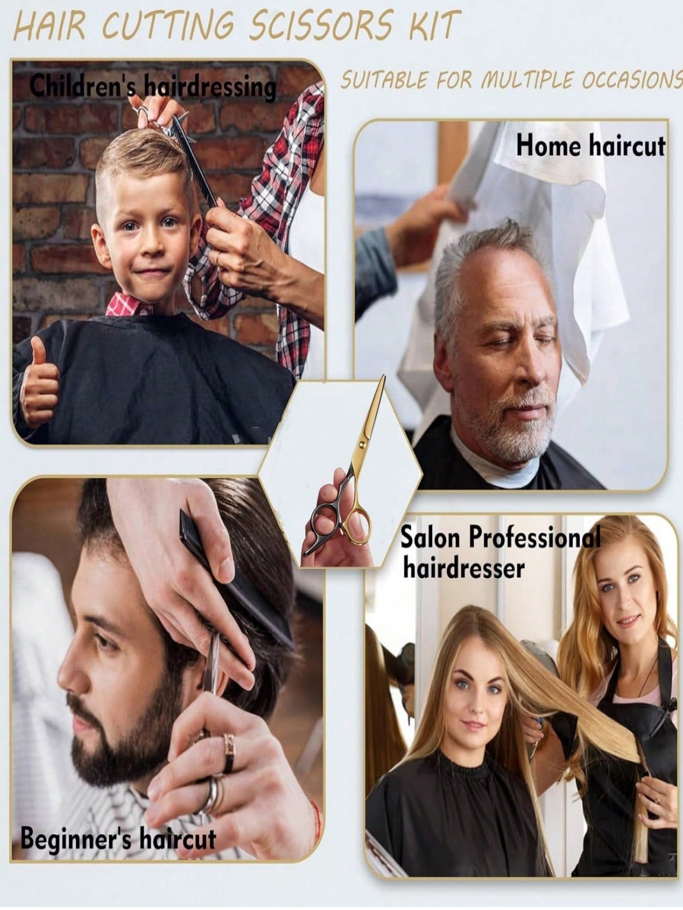 Stainless Steel Hair Scissors for Barbers and Salons for Men, Women, Kids, Pets and Home Haircuts