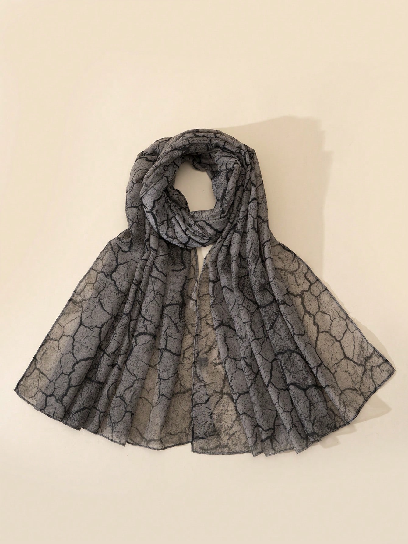 Women's Printed Everyday Scarf, Black Knitted Fabric