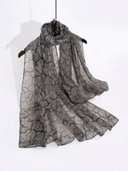 Women's Printed Everyday Scarf, Black Knitted Fabric