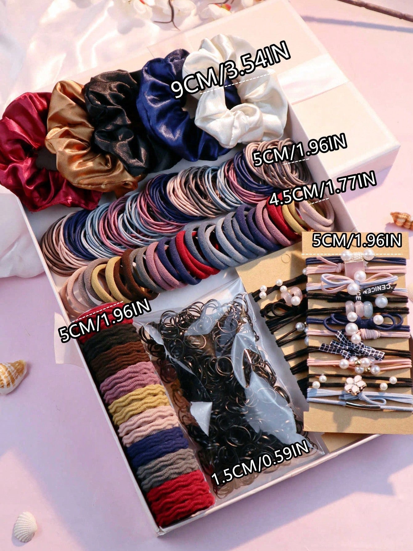 Set of 1085 Dark Green Hair Accessories for Women with Ponytail Holders Hair Slide Chain Ribbon and Hair Tie