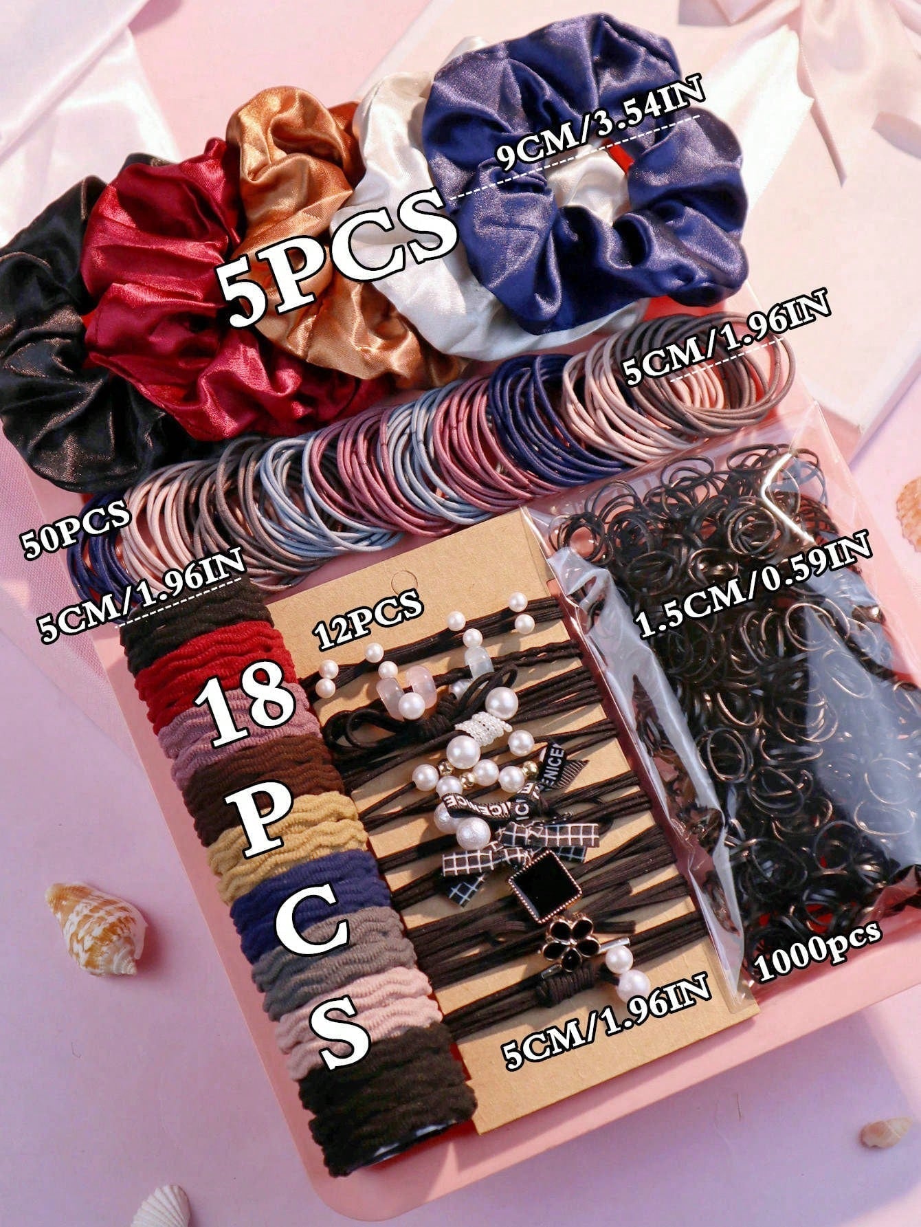 Set of 1085 Dark Green Hair Accessories for Women with Ponytail Holders Hair Slide Chain Ribbon and Hair Tie