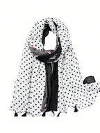 Scarf decorated with various prints of dots, leaves and threads, suitable for all seasons and protects from wind and sun rays, suitable for daily wear and decoration
