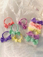 10pcs Colorful Elegant Knot Hair Ties for Women, High Elasticity, No-sew, Ponytail Holder