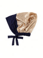 Women's Elastic Headband with Inner Lining and Bottom Hat, One Piece, Dark Blue