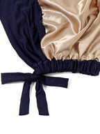 Women's Elastic Headband with Inner Lining and Bottom Hat, One Piece, Dark Blue