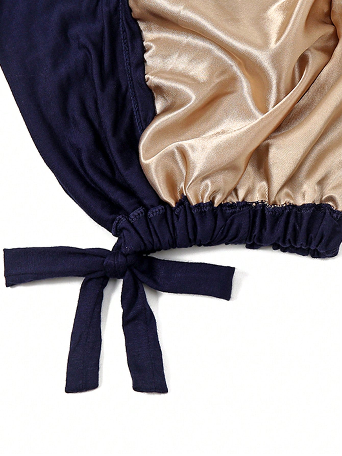 Women's Elastic Headband with Inner Lining and Bottom Hat, One Piece, Dark Blue