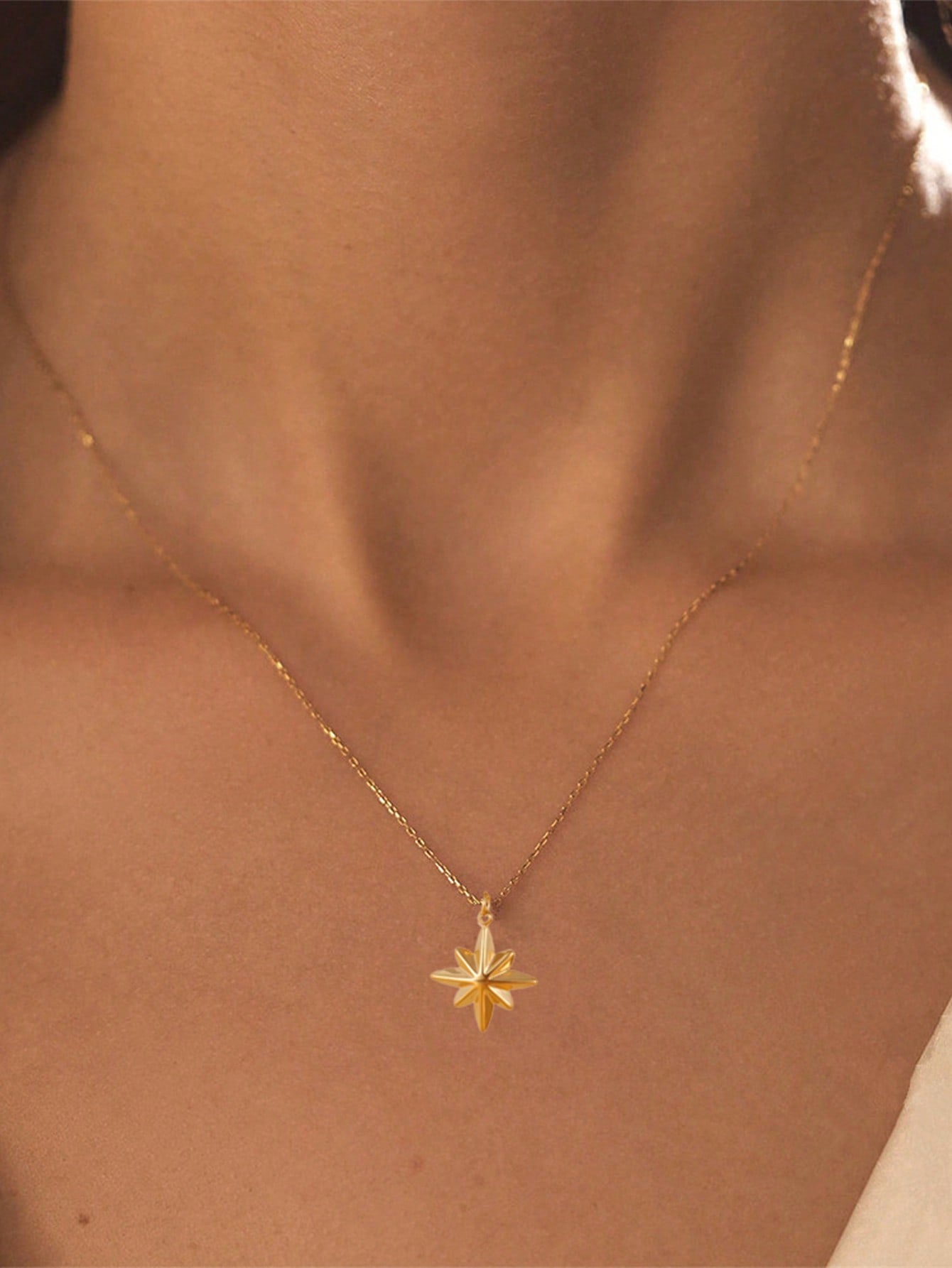 Complete necklace and earrings set made of stainless steel, waterproof and non-fading, in gold color, suitable for women's daily wear.