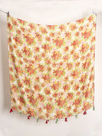 Maple Leaf Print Decorative Silk Scarf for Spring/Summer Travel, Beach Towel with Sunscreen