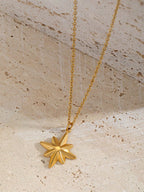 Complete necklace and earrings set made of stainless steel, waterproof and non-fading, in gold color, suitable for women's daily wear.