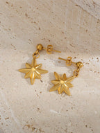 Complete necklace and earrings set made of stainless steel, waterproof and non-fading, in gold color, suitable for women's daily wear.