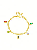 Women's Wide Multicolor Double Level Dopamine Crystal Chain Bracelet with Stones and Stainless Steel, Suitable for Daily Wear.