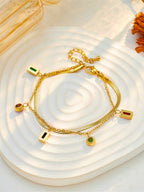 Women's Wide Multicolor Double Level Dopamine Crystal Chain Bracelet with Stones and Stainless Steel, Suitable for Daily Wear.