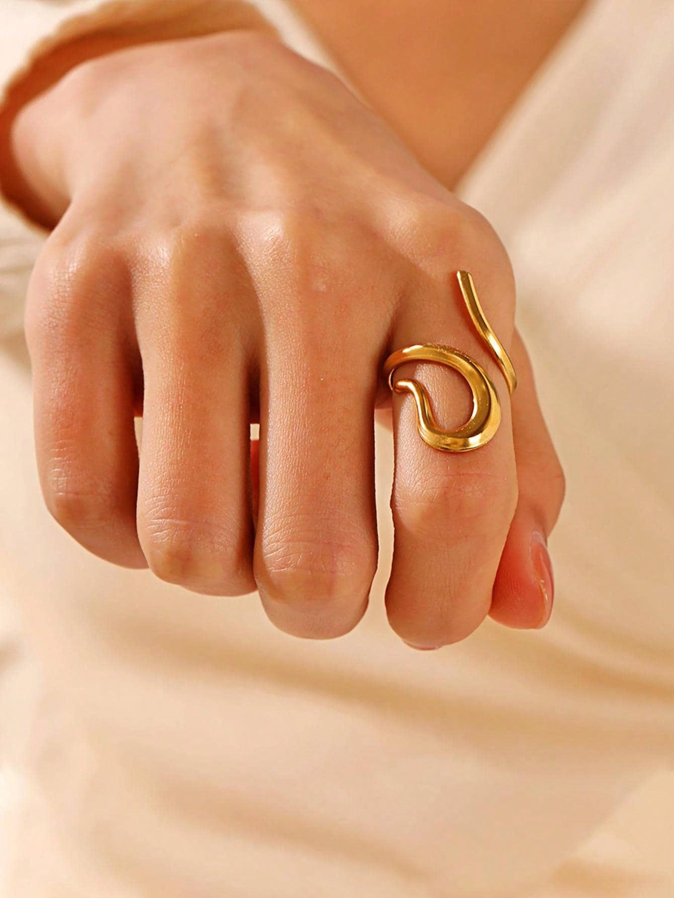 Fashion Open Ring Stainless Steel Snack Design for Women Daily Life One Piece