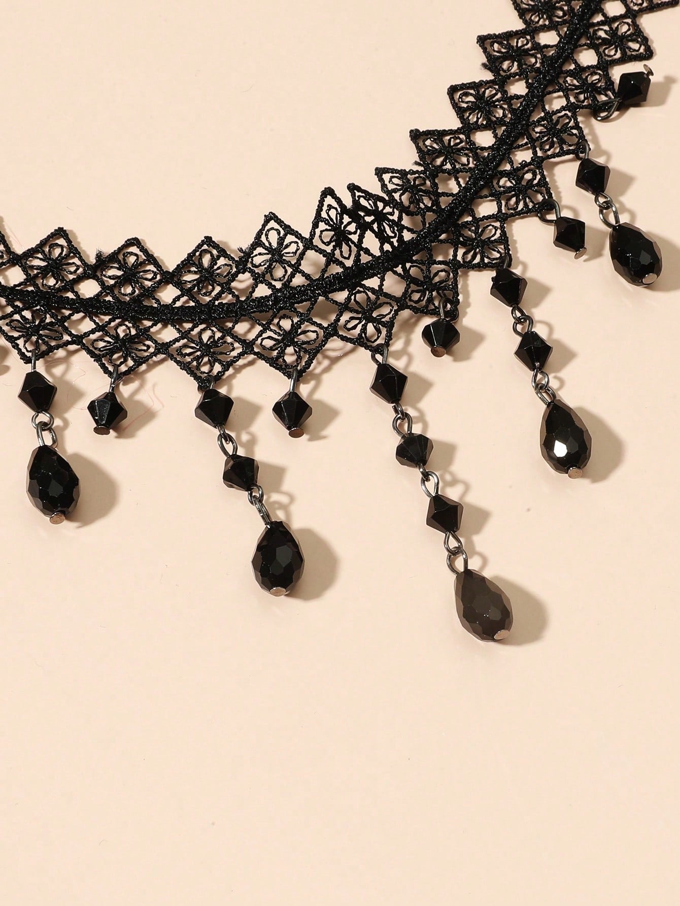 Crystal Bead Decor Lace Necklace