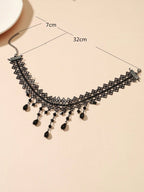 Crystal Bead Decor Lace Necklace