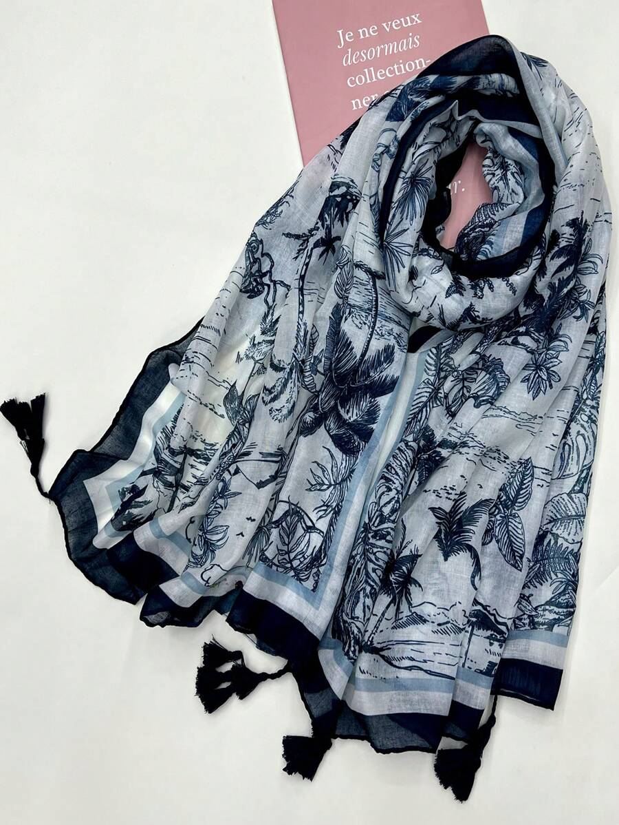Fashionable Ruffle Stripe Print Retro Beach Scarf, Lightweight and Breathable, Provides Sun Protection, Suitable for Women's Casual, Outdoor, Travel, New Women's Chiffon Scarf, Multicolor Beachwear