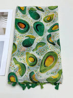 Soft and elegant cashmere fabric with fruit print