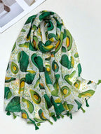 Soft and elegant cashmere fabric with fruit print