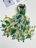 Soft and elegant cashmere fabric with fruit print