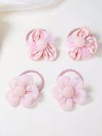 10-Piece Transparent Floral Hair Ties Set for Girls