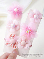 10-Piece Transparent Floral Hair Ties Set for Girls