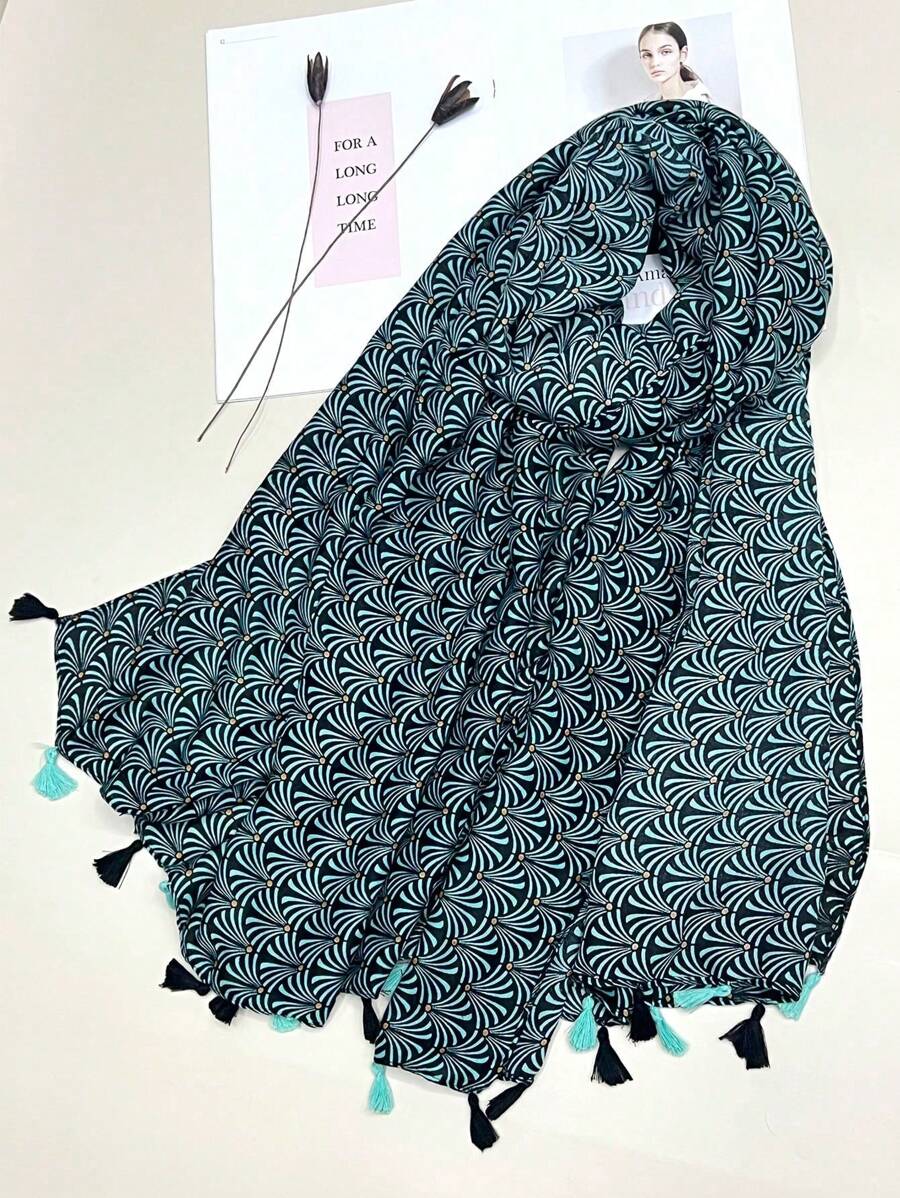 1 Printed Scarf, New Women's Silk Scarf, Warm Neck Wrap, Spring and Summer Sun Protection Beach Towel, Couple Gift, Fashion Headband, Scarf, Multi-purpose Long Scarf