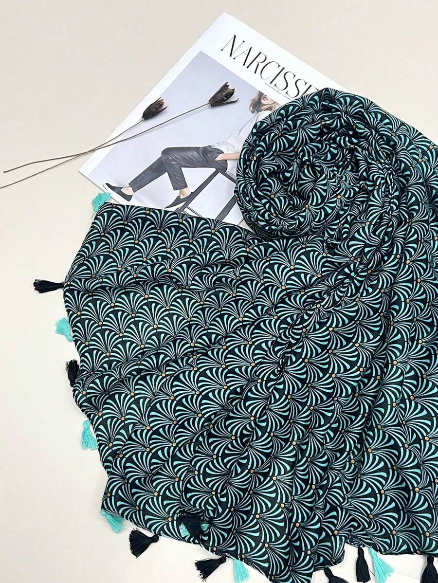 1 Printed Scarf, New Women's Silk Scarf, Warm Neck Wrap, Spring and Summer Sun Protection Beach Towel, Couple Gift, Fashion Headband, Scarf, Multi-purpose Long Scarf