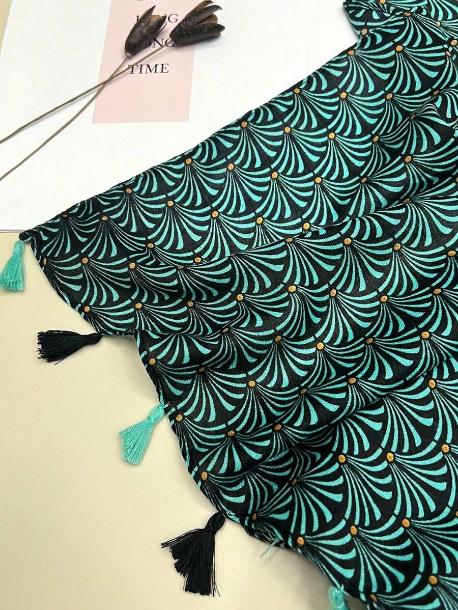 1 Printed Scarf, New Women's Silk Scarf, Warm Neck Wrap, Spring and Summer Sun Protection Beach Towel, Couple Gift, Fashion Headband, Scarf, Multi-purpose Long Scarf