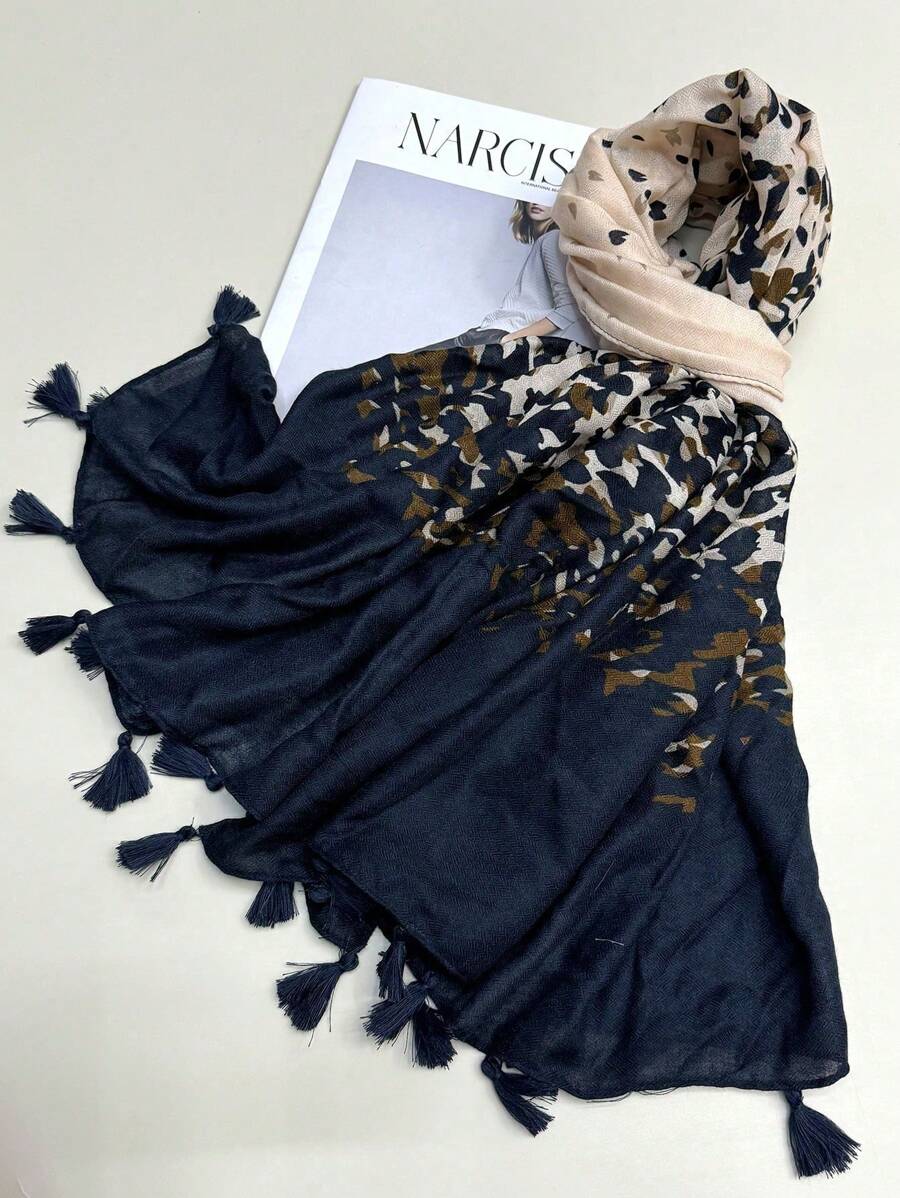 Fashion Beach Accessories New Bohemian Printed Design Tassel Scarf, Chic Colors and Modern Style Sun Travel Scarf for Women