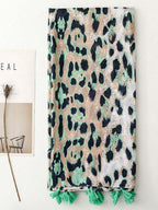 Elegant and simple silk scarf for women, large vivid leopard print scarf, bohemian scarf for spring and summer beach, linen fabric