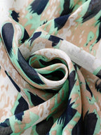 Elegant and simple silk scarf for women, large vivid leopard print scarf, bohemian scarf for spring and summer beach, linen fabric