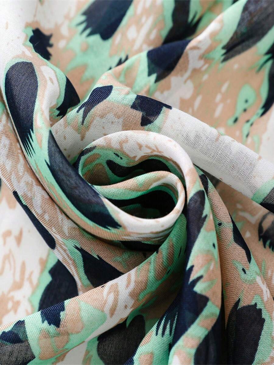 Elegant and simple silk scarf for women, large vivid leopard print scarf, bohemian scarf for spring and summer beach, linen fabric