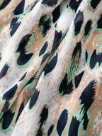 Elegant and simple silk scarf for women, large vivid leopard print scarf, bohemian scarf for spring and summer beach, linen fabric