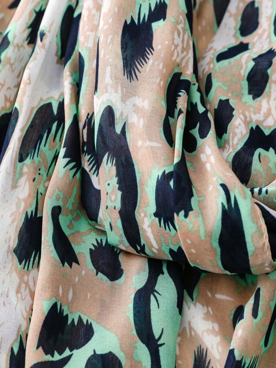 Elegant and simple silk scarf for women, large vivid leopard print scarf, bohemian scarf for spring and summer beach, linen fabric