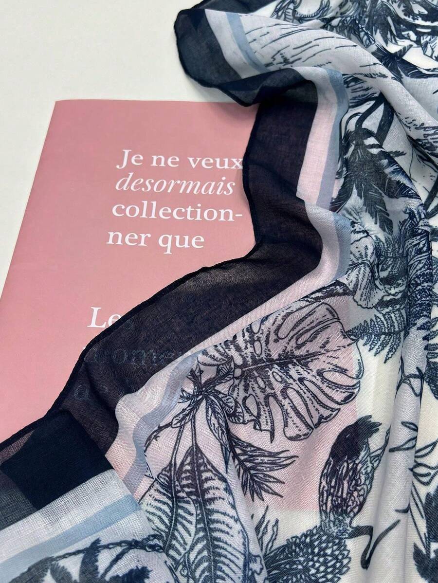 Fashionable Ruffle Stripe Print Retro Beach Scarf, Lightweight and Breathable, Provides Sun Protection, Suitable for Women's Casual, Outdoor, Travel, New Women's Chiffon Scarf, Multicolor Beachwear