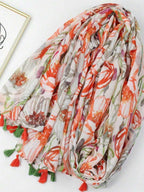 1 Piece Spring/Autumn Beach Accessory Floral Print Tassel Beach Scarf/Wrap