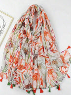 1 Piece Spring/Autumn Beach Accessory Floral Print Tassel Beach Scarf/Wrap