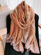1pc Geometric Pattern Printed Linen Scarf, Made of soft and comfortable material, Scarf